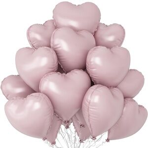 Baby Pink Heart Shaped Foil Balloons,12Pcs 18 Inch